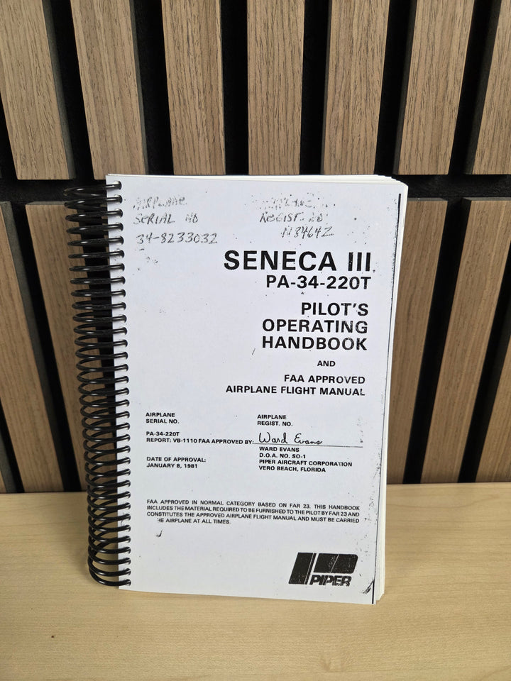 Piper PA34-220T Pilot operating handbook
